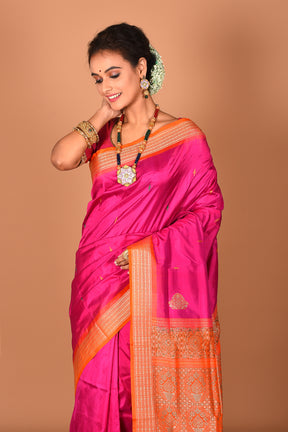 Deep Pink Pure Bomkai Saree - Keya Seth Exclusive