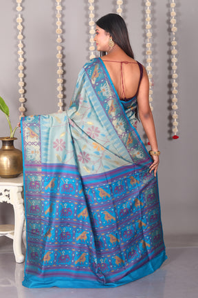 Sea Green Blended Ikkat Silk Saree - Keya Seth Exclusive