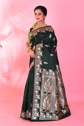 Deep Green Mushroo Silk Saree - Keya Seth Exclusive