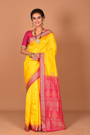 Yellow Pure Bomkai Saree - Keya Seth Exclusive