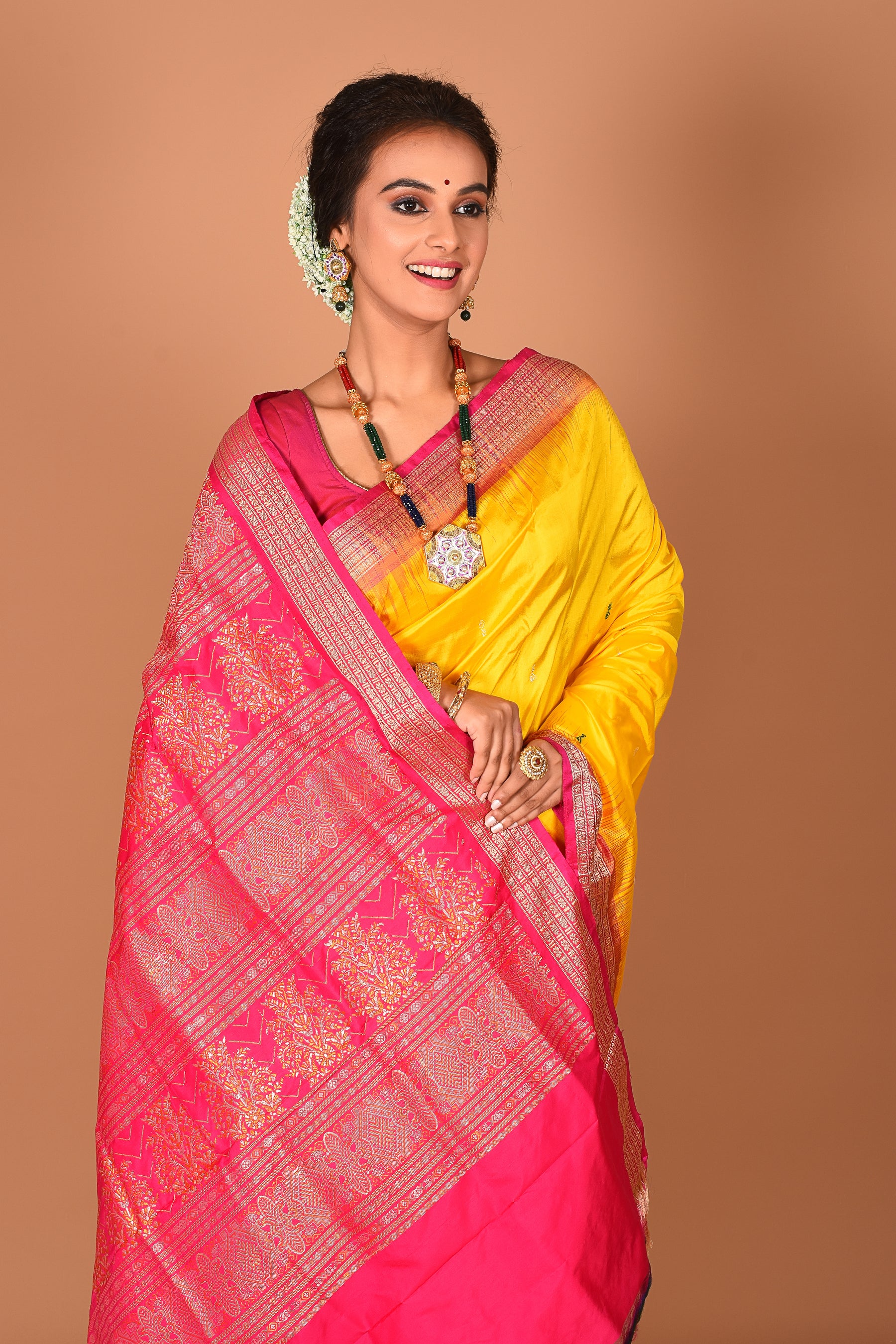 Yellow Pure Bomkai Saree - Keya Seth Exclusive