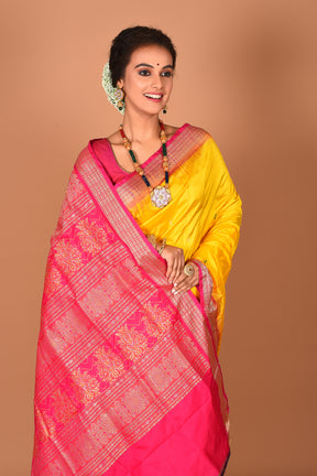 Yellow Pure Bomkai Saree - Keya Seth Exclusive