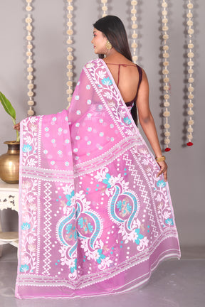 Purple Cotton Jamdani Saree - Keya Seth Exclusive