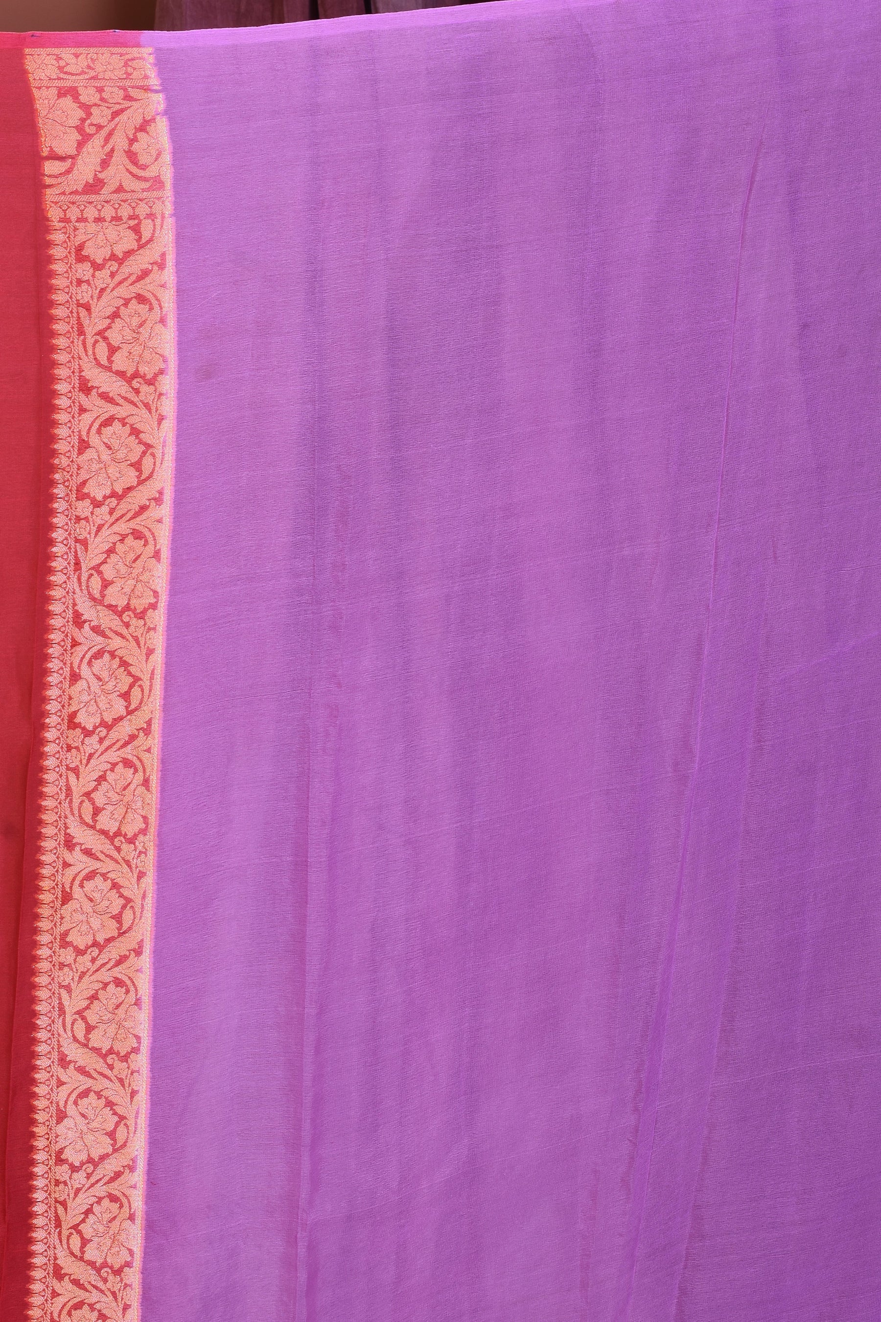 Lavender Floral Soft Georgette Saree with Pink Borders - Keya Seth Exclusive