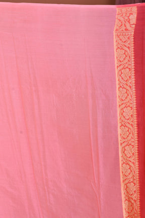 Peach Floral Soft Georgette Saree with Pink Borders - Keya Seth Exclusive