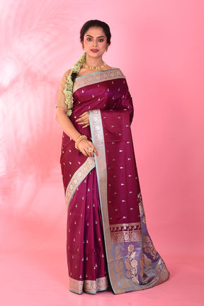 Wine Mushroo Silk Saree - Keya Seth Exclusive