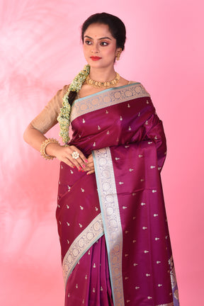 Wine Mushroo Silk Saree - Keya Seth Exclusive