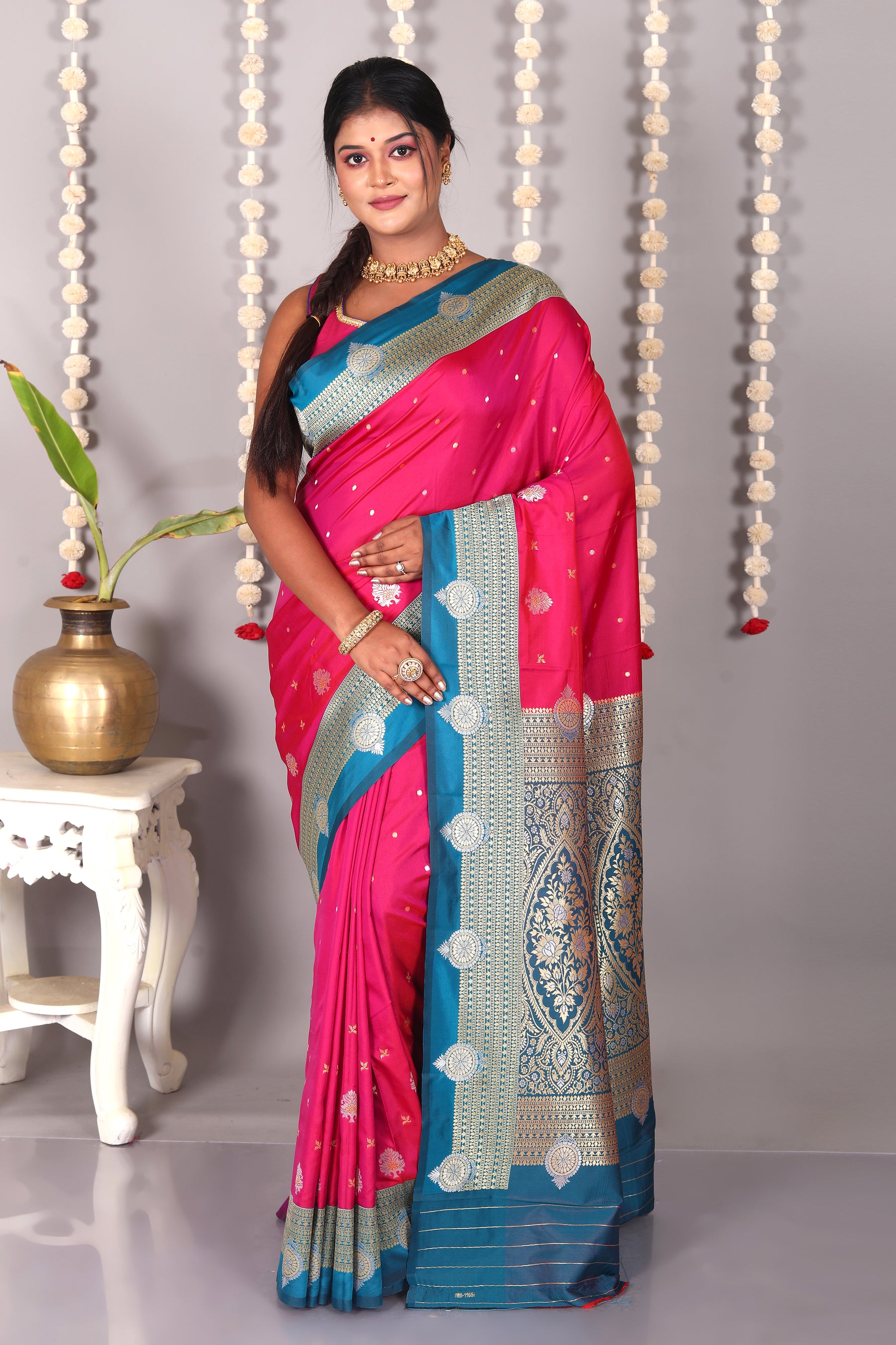 Magenta Blended Katan Silk Saree - Keya Seth Exclusive