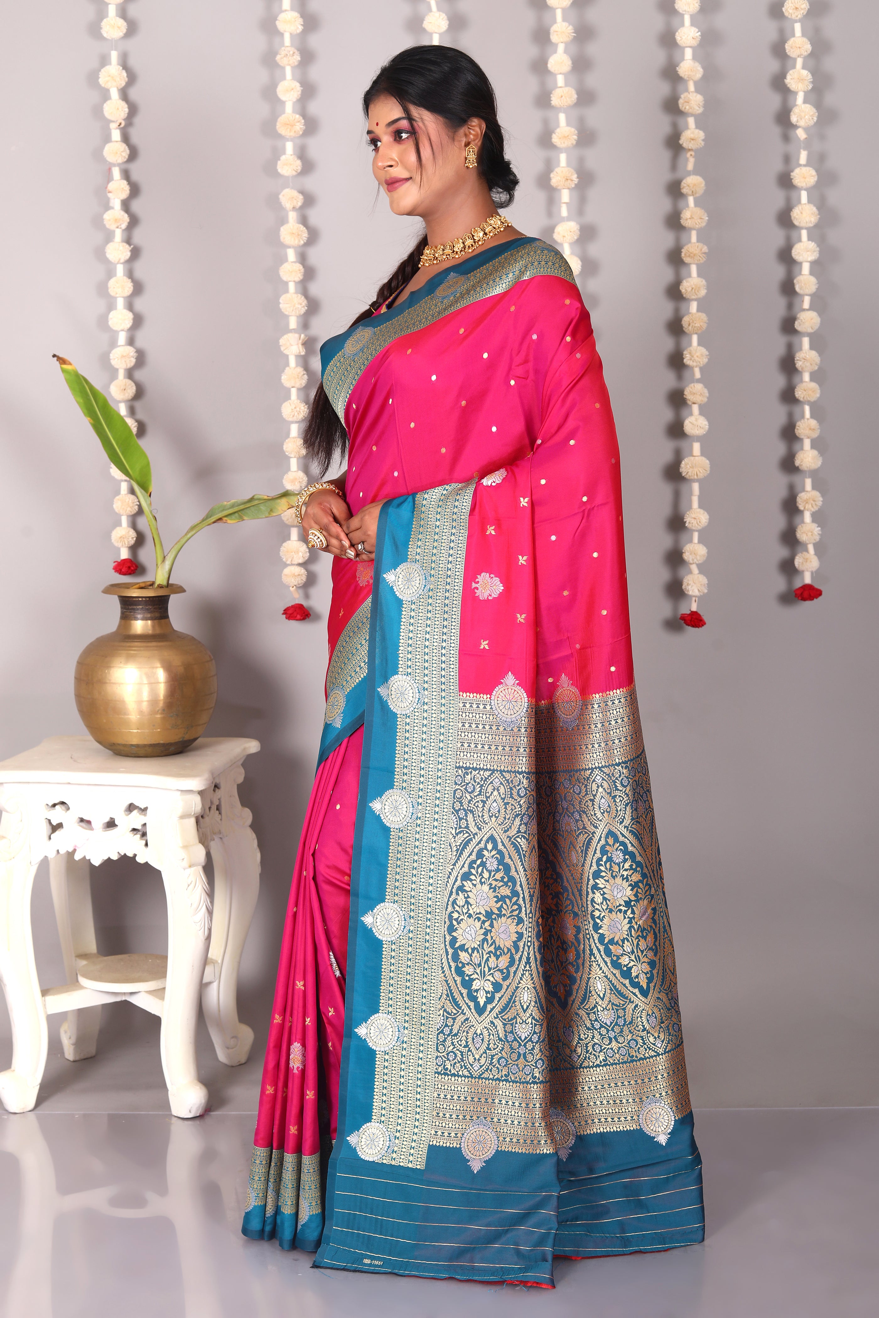 Magenta Blended Katan Silk Saree - Keya Seth Exclusive