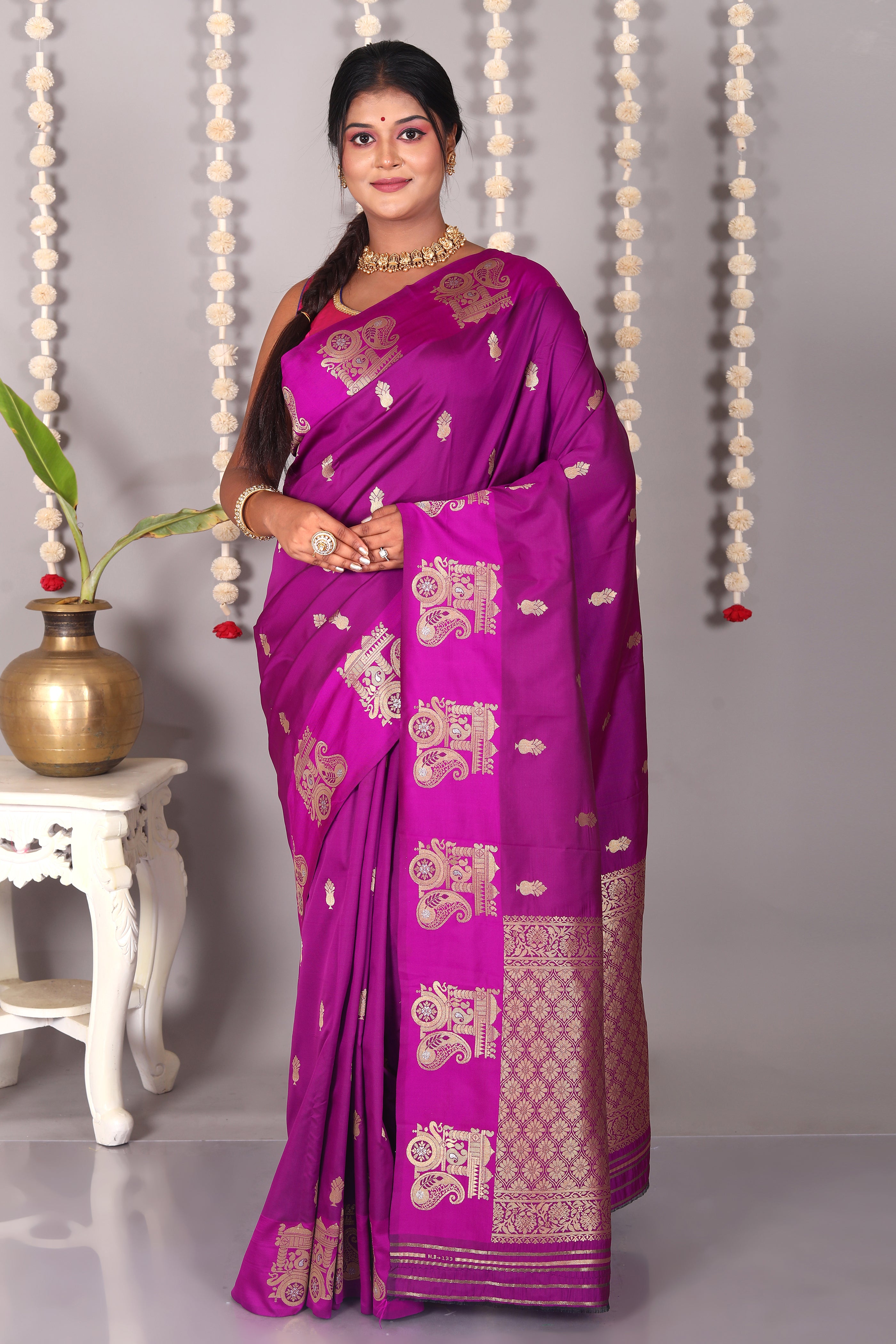 Purple Blended Mashru Silk Saree - Keya Seth Exclusive