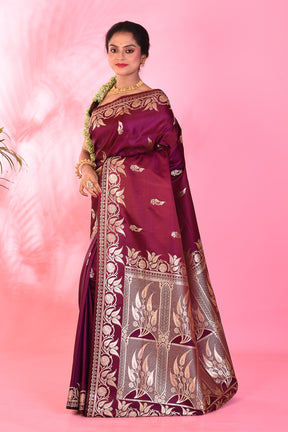 Wine Mushroo Silk Saree - Keya Seth Exclusive