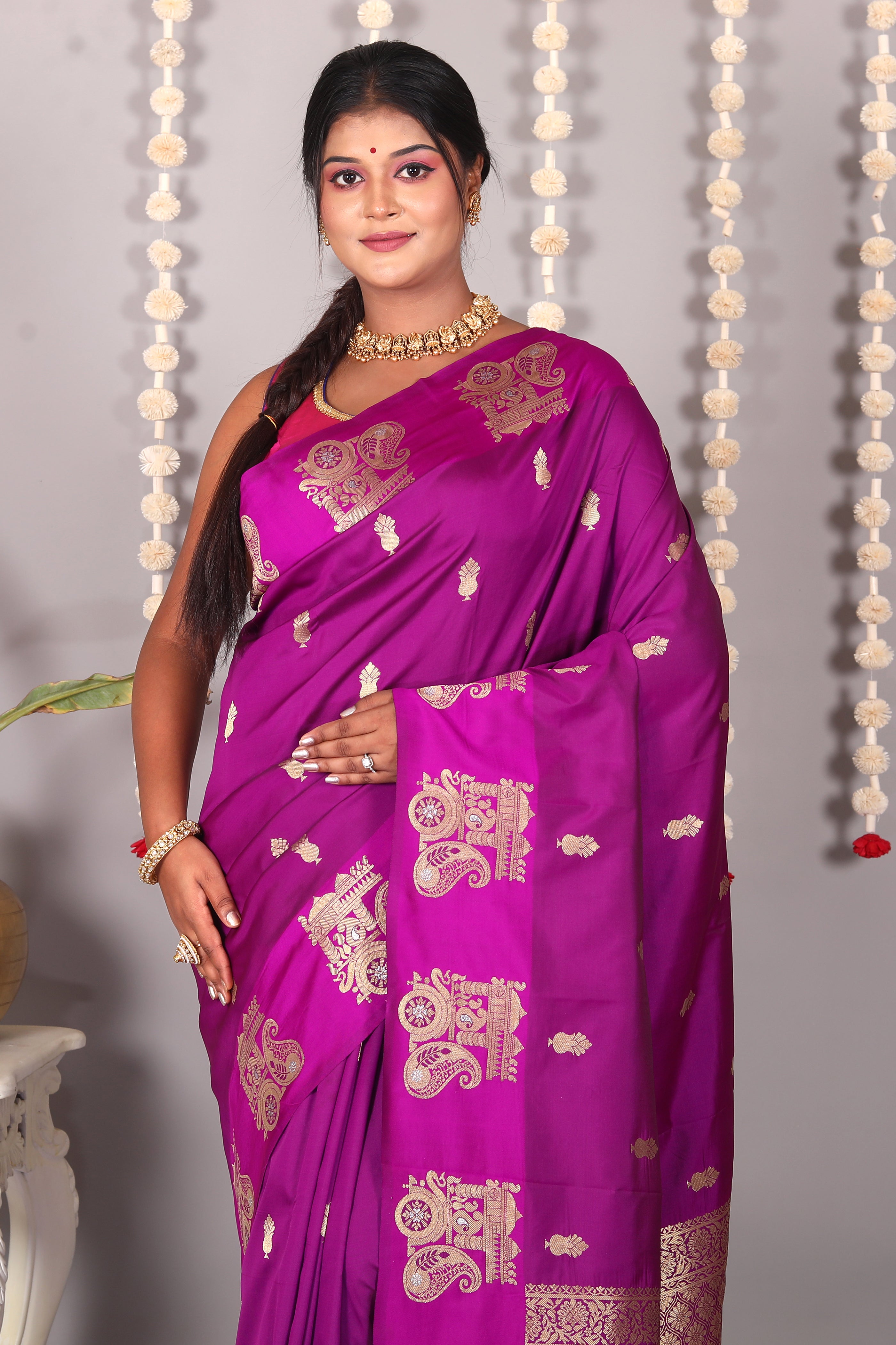 Purple Blended Mashru Silk Saree - Keya Seth Exclusive