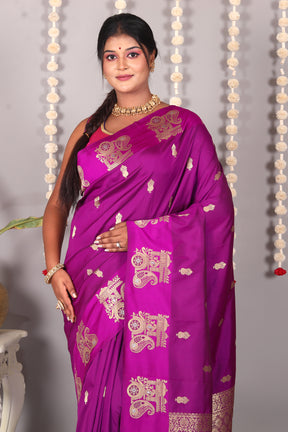 Purple Blended Mashru Silk Saree - Keya Seth Exclusive
