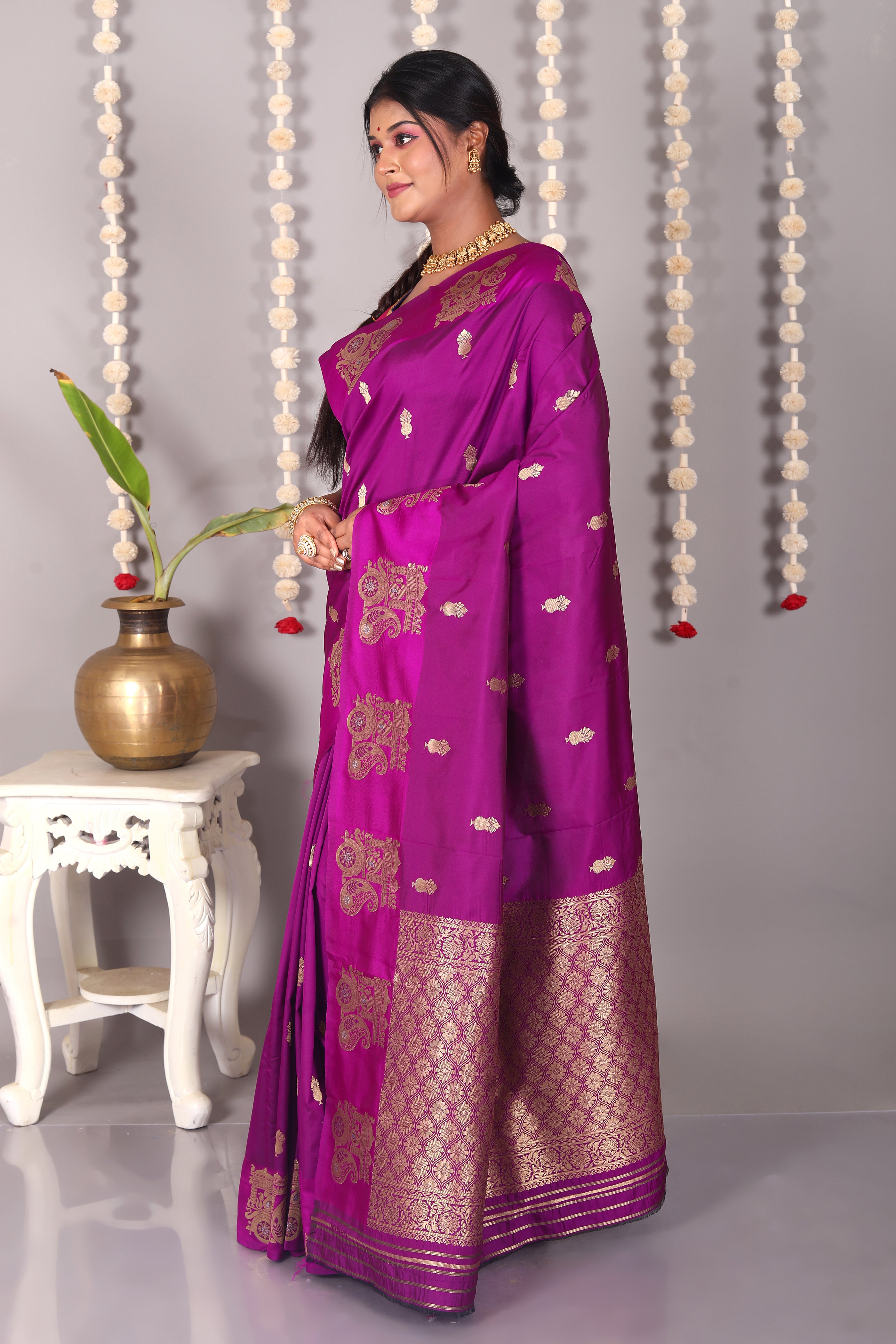Purple Blended Mashru Silk Saree - Keya Seth Exclusive