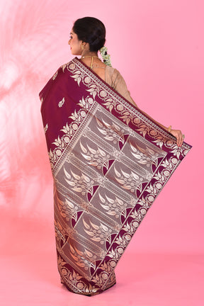 Wine Mushroo Silk Saree - Keya Seth Exclusive