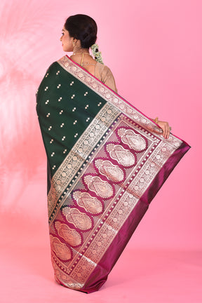 Deep Green Mushroo Silk Saree - Keya Seth Exclusive