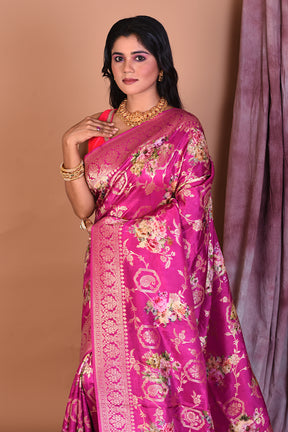 Rani Blended Dola Silk Saree with Golden Zari - Keya Seth Exclusive