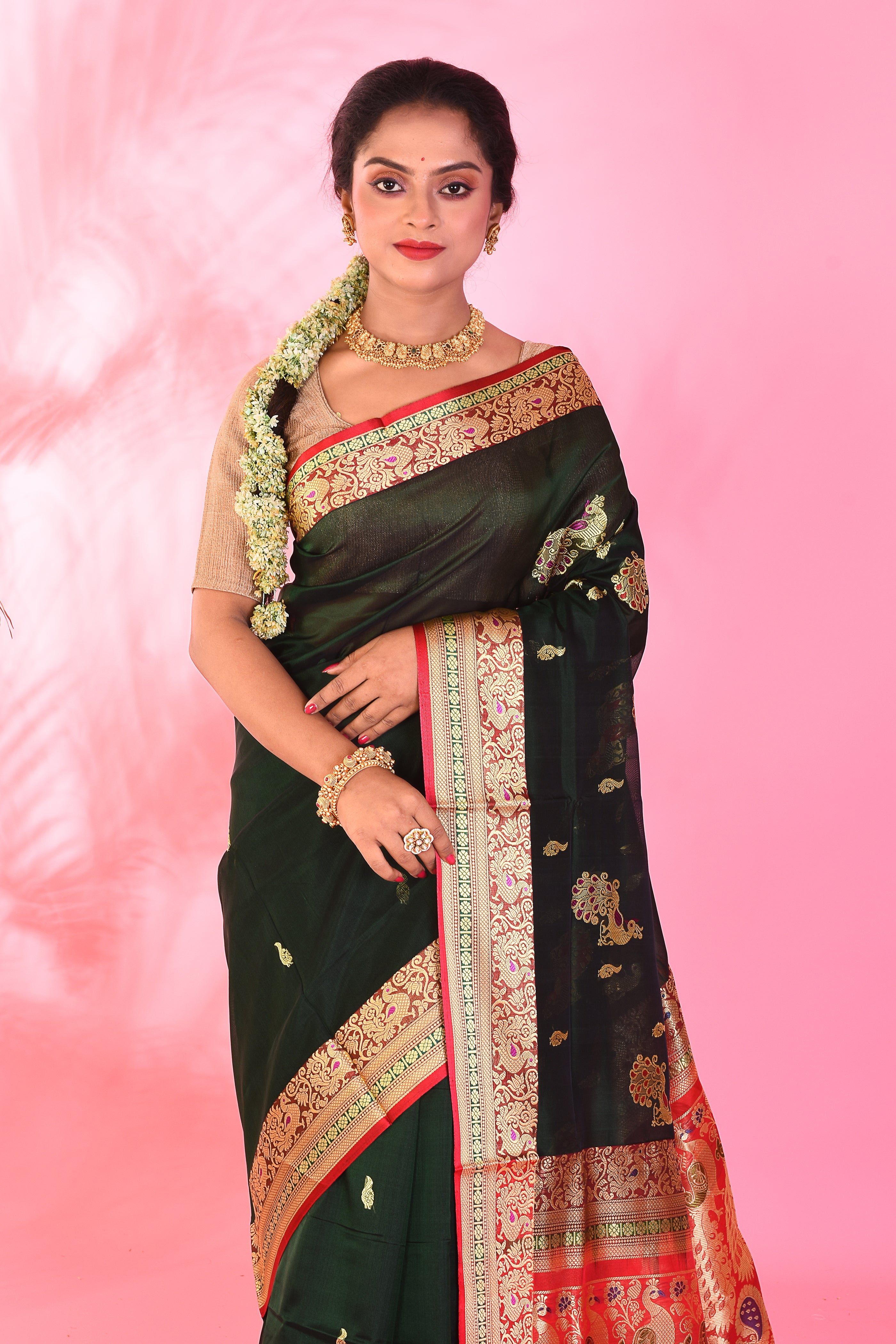 Deep Green Madurai Pattu Saree - Keya Seth Exclusive