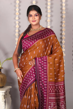 Brown Blended Ikkat Silk Saree - Keya Seth Exclusive