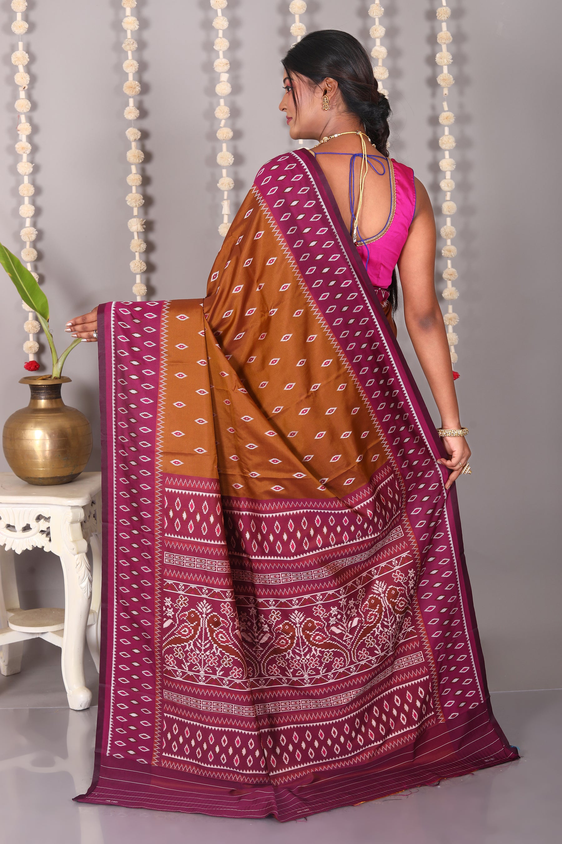 Brown Blended Ikkat Silk Saree - Keya Seth Exclusive
