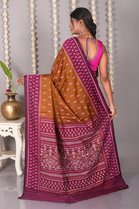 Brown Blended Ikkat Silk Saree - Keya Seth Exclusive