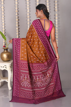 Brown Blended Ikkat Silk Saree - Keya Seth Exclusive