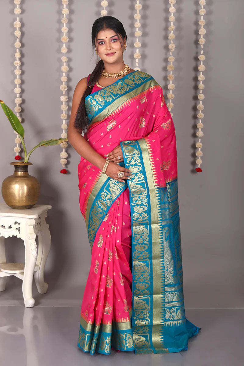 Pink Blended Kanjivaram Silk Saree - Keya Seth Exclusive