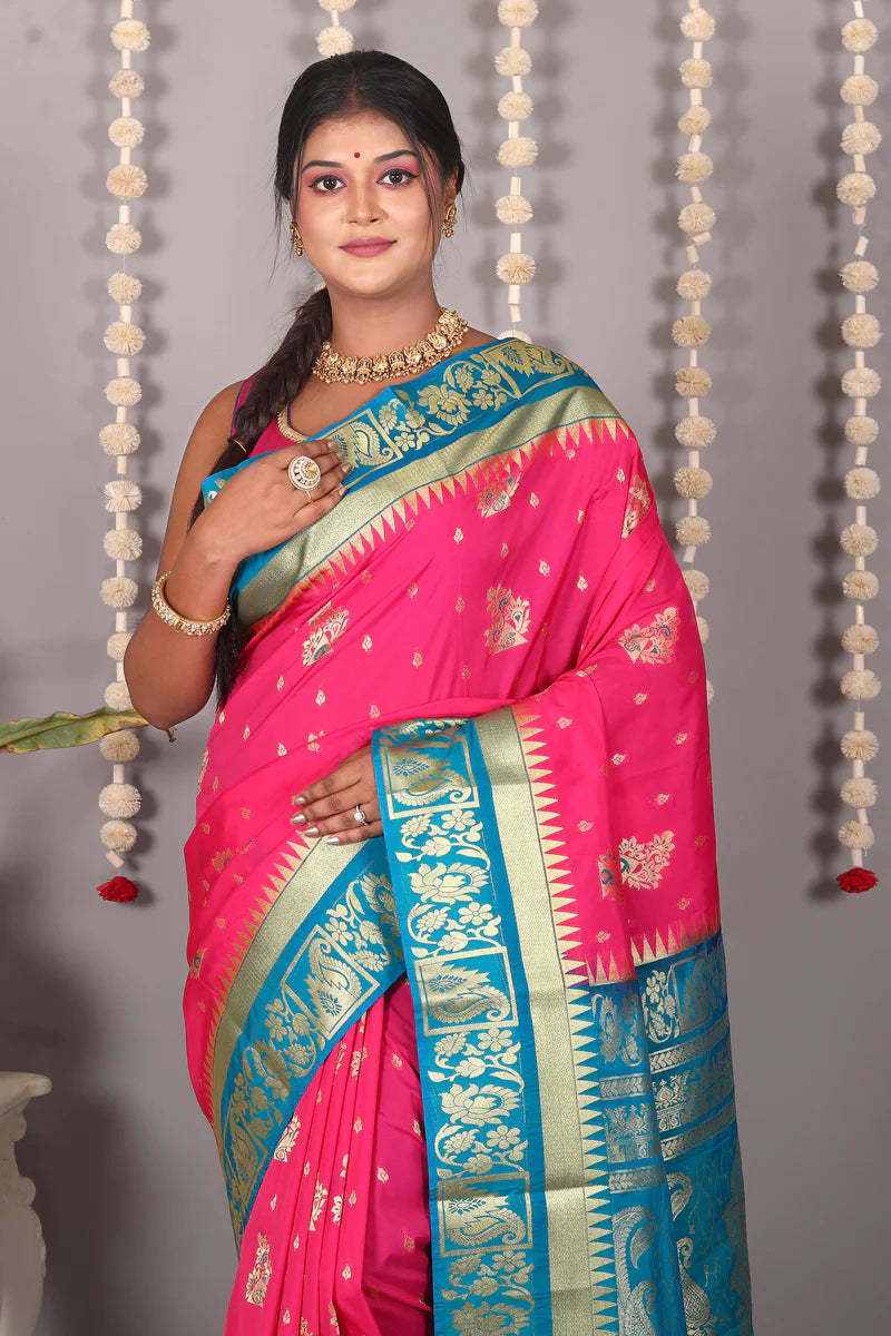 Pink Blended Kanjivaram Silk Saree - Keya Seth Exclusive