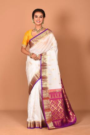 White Pure Kanjivaram Saree - Keya Seth Exclusive