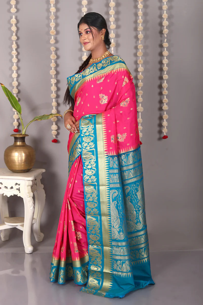 Pink Blended Kanjivaram Silk Saree - Keya Seth Exclusive