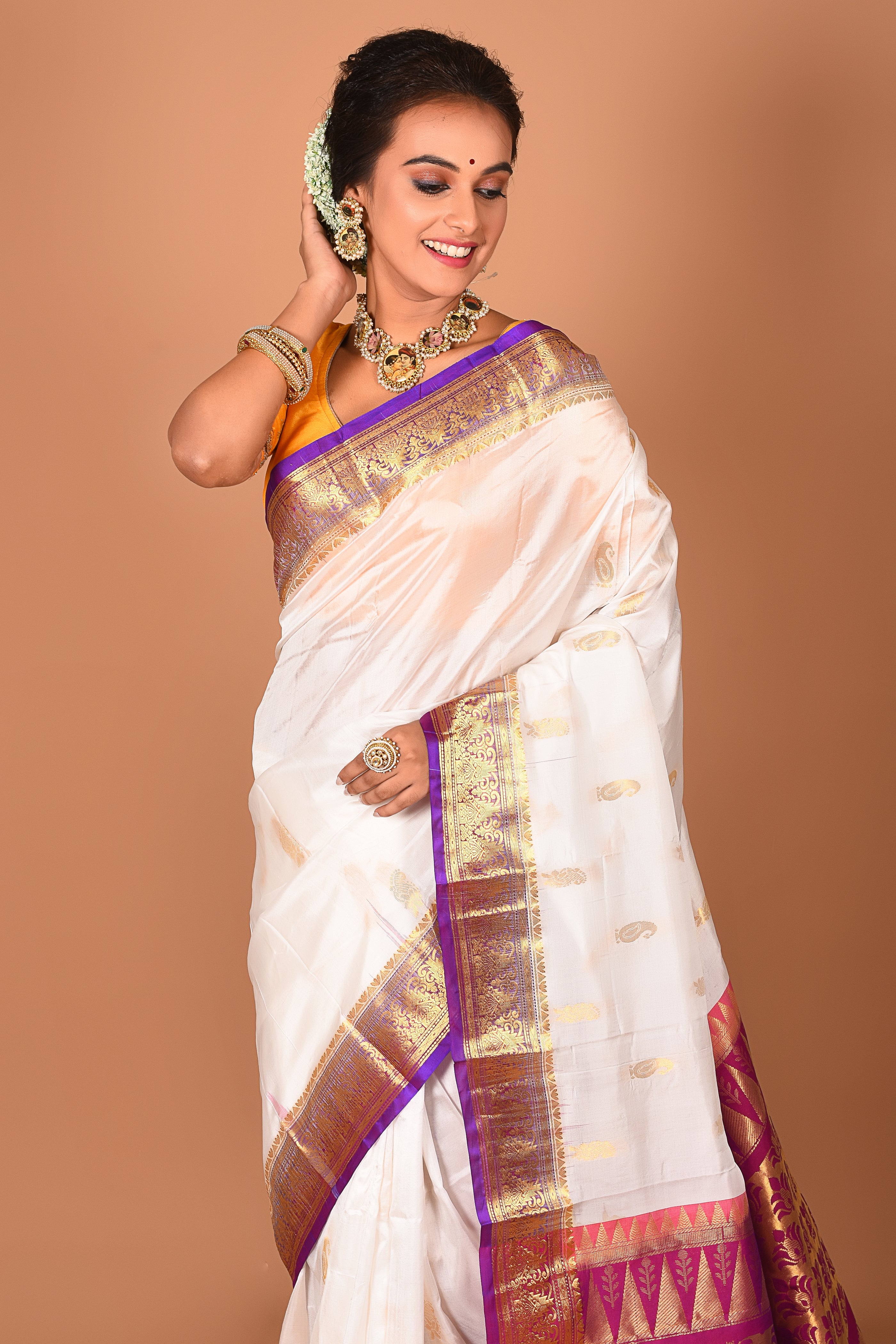 White Pure Kanjivaram Saree - Keya Seth Exclusive