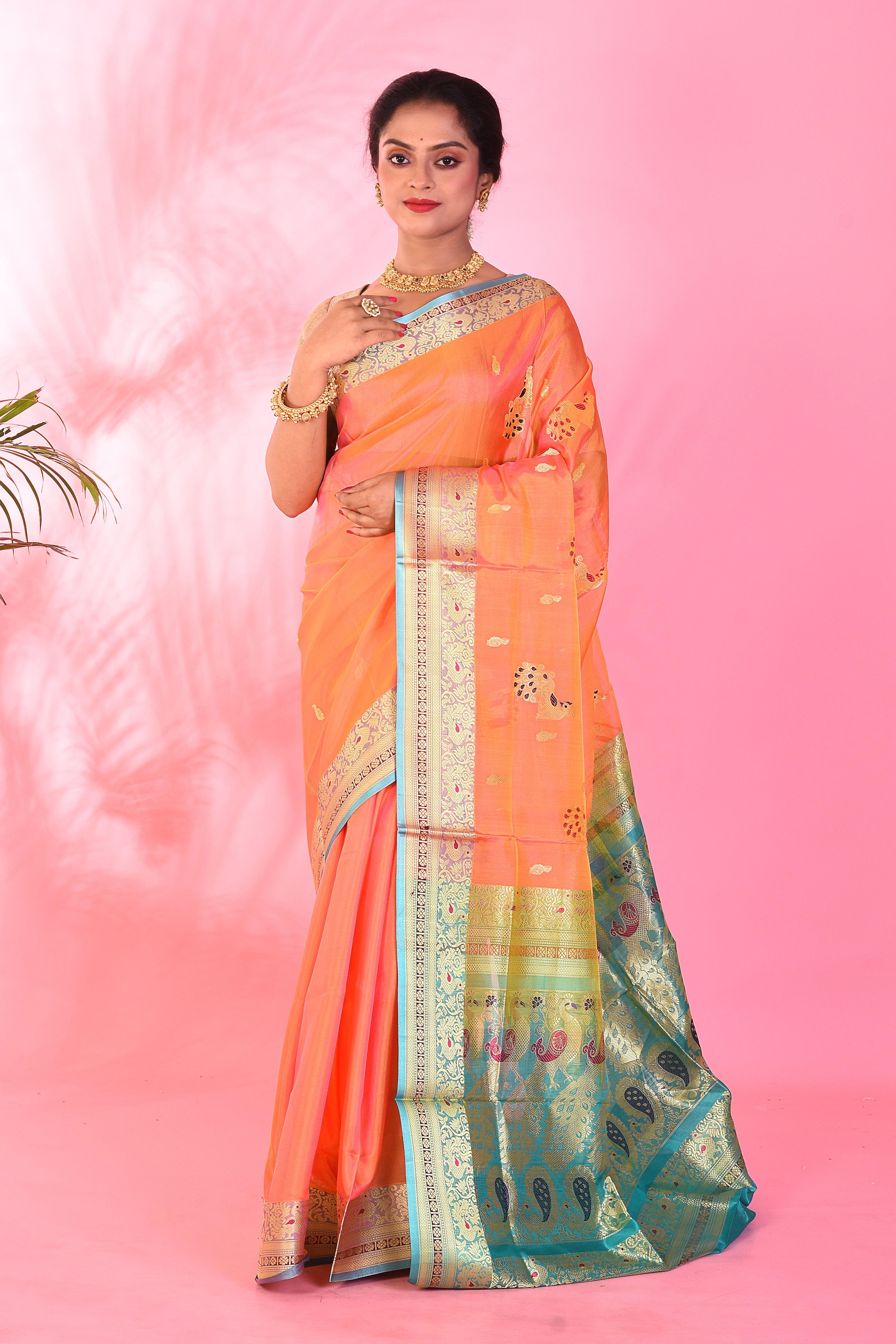 Orange Madurai Pattu Saree - Keya Seth Exclusive
