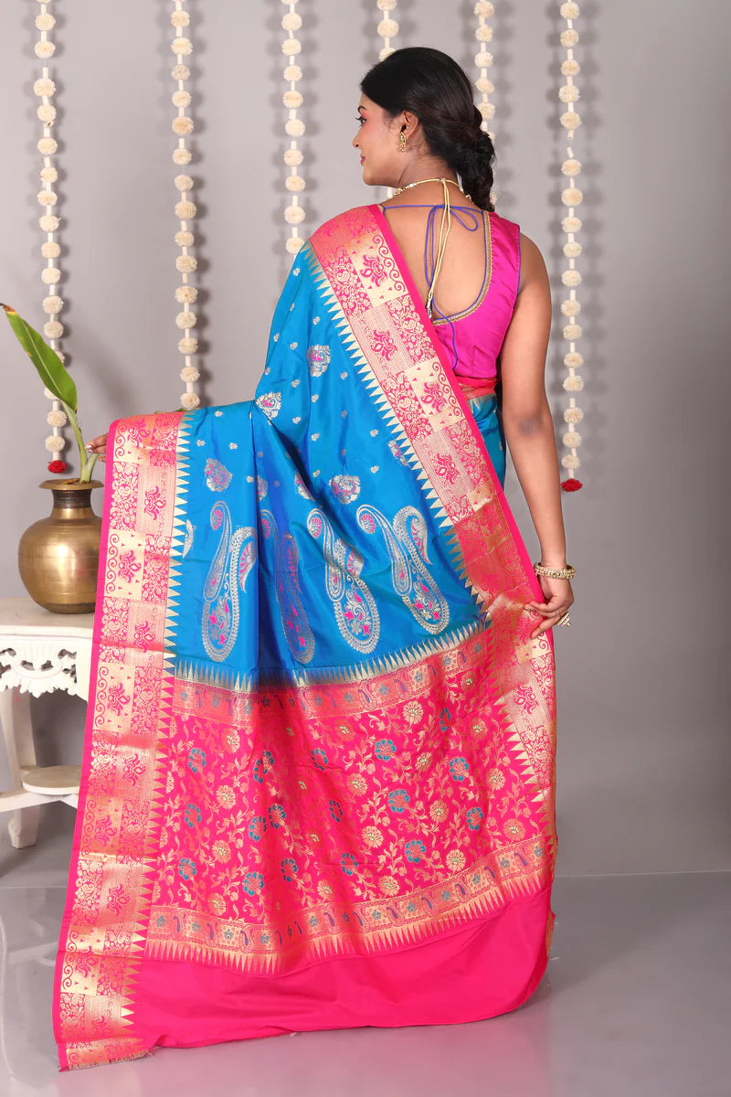 Royal Blue Blended Kanjivaram Silk Saree - Keya Seth Exclusive