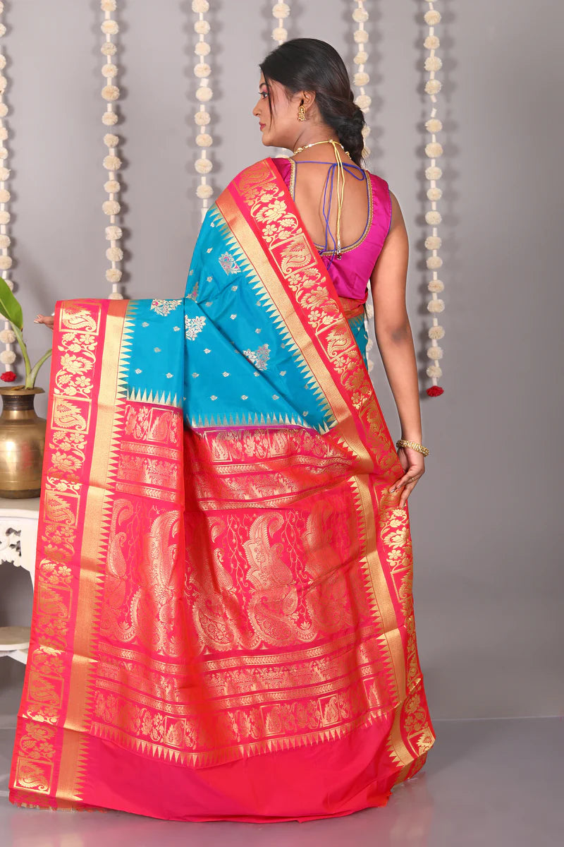 Blue Blended Kanjivaram Silk Saree - Keya Seth Exclusive