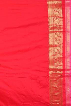 Pink Blended Dupion Silk Saree with Golden Border - Keya Seth Exclusive