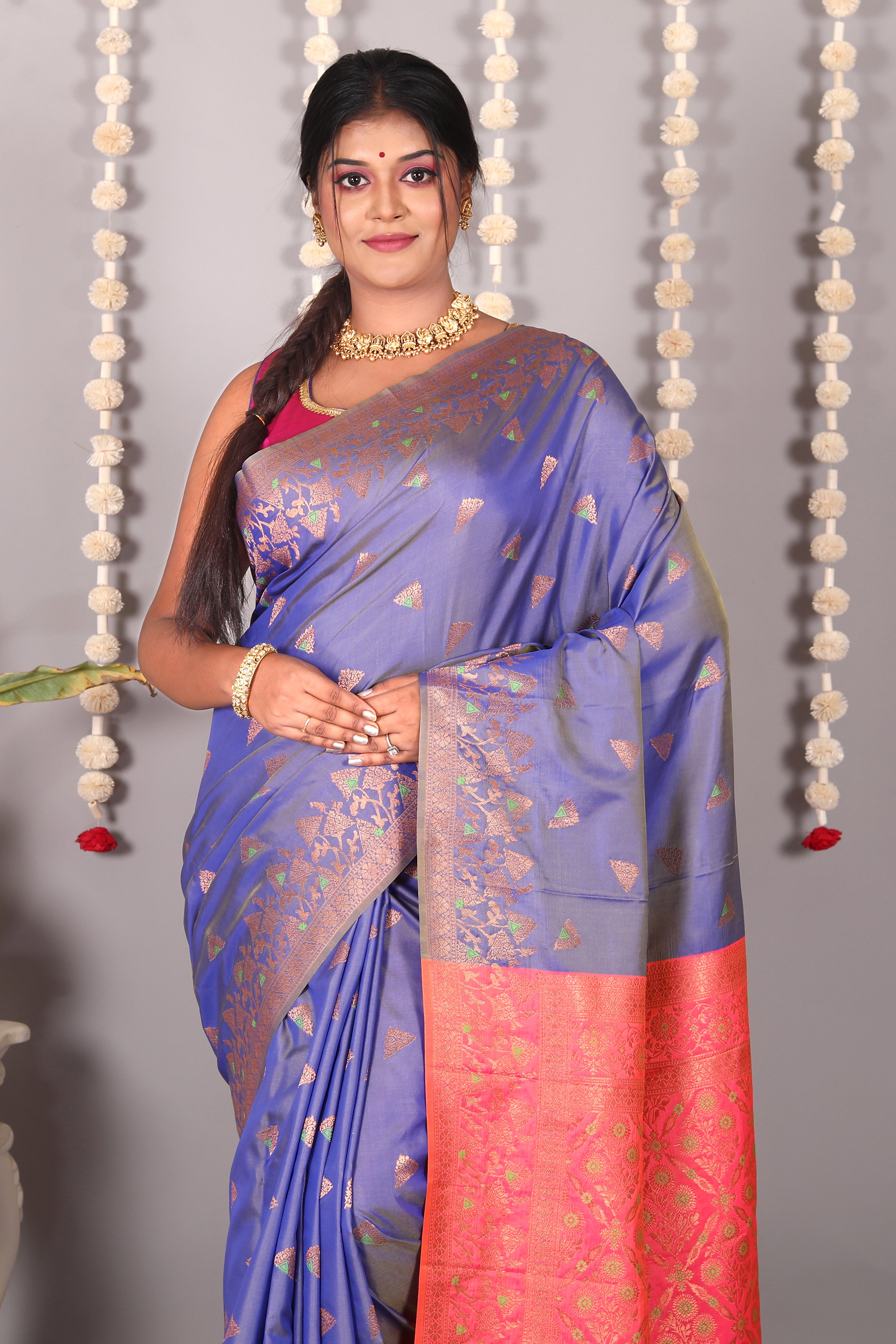 Lavender Blended Satin Silk Saree - Keya Seth Exclusive
