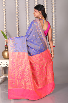 Lavender Blended Satin Silk Saree - Keya Seth Exclusive