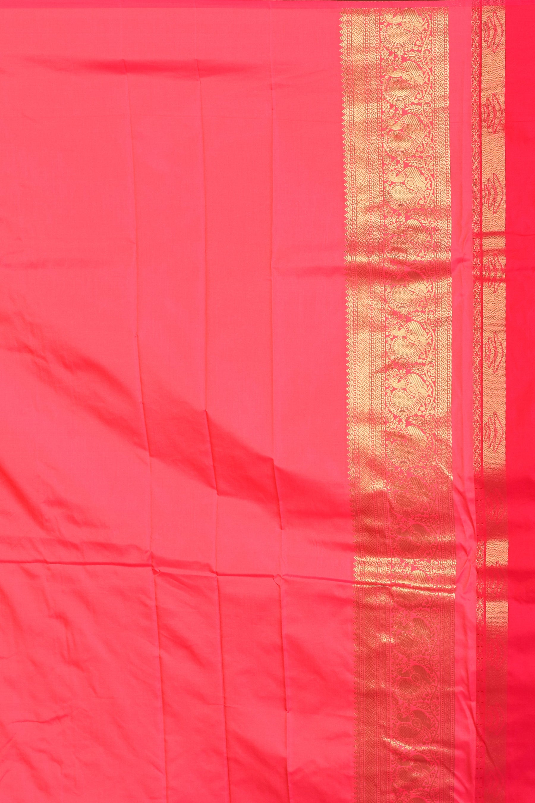 Red Blended Dupion Silk Saree with Golden Border - Keya Seth Exclusive