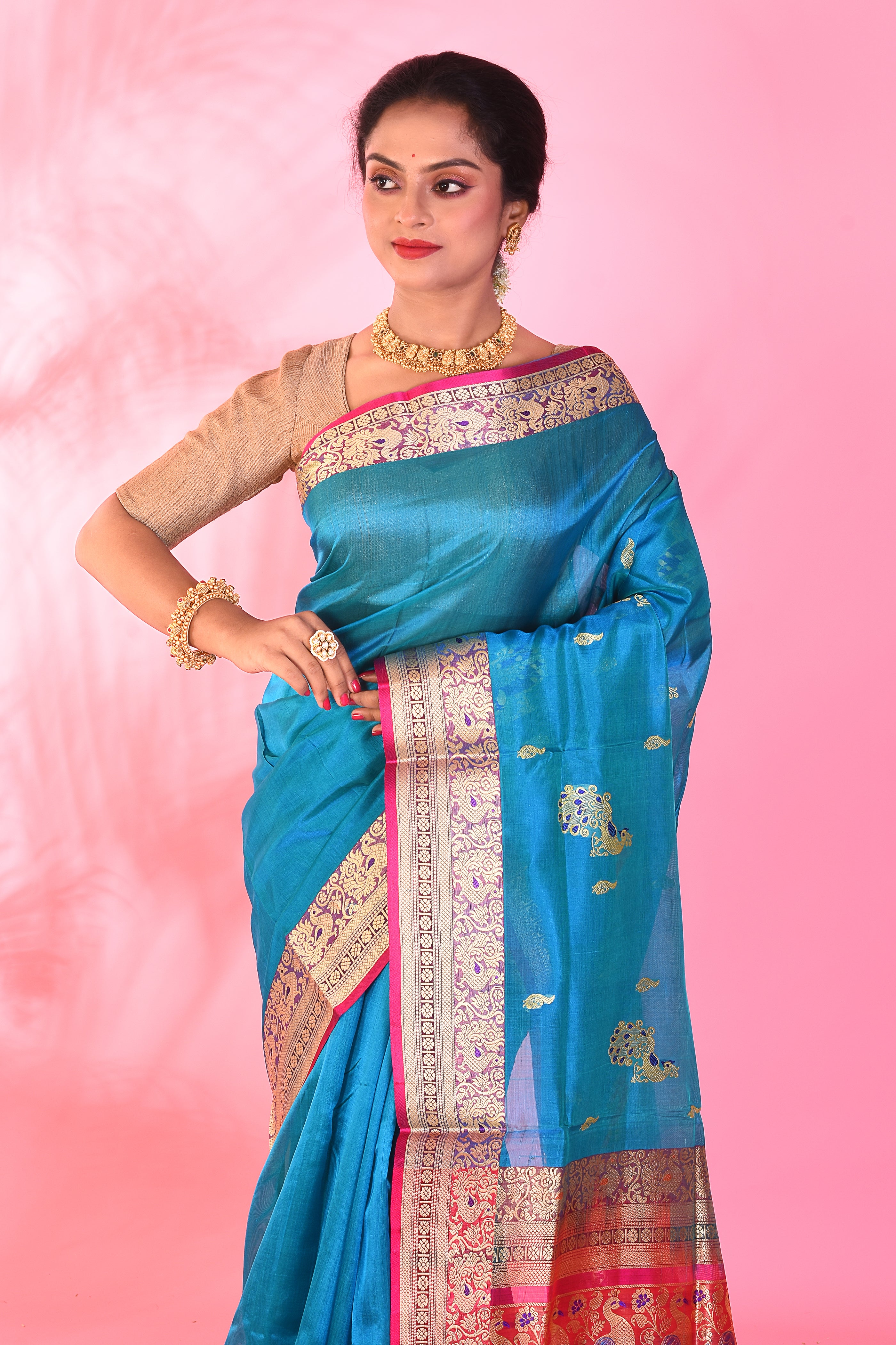 Blue Madurai Pattu Saree - Keya Seth Exclusive