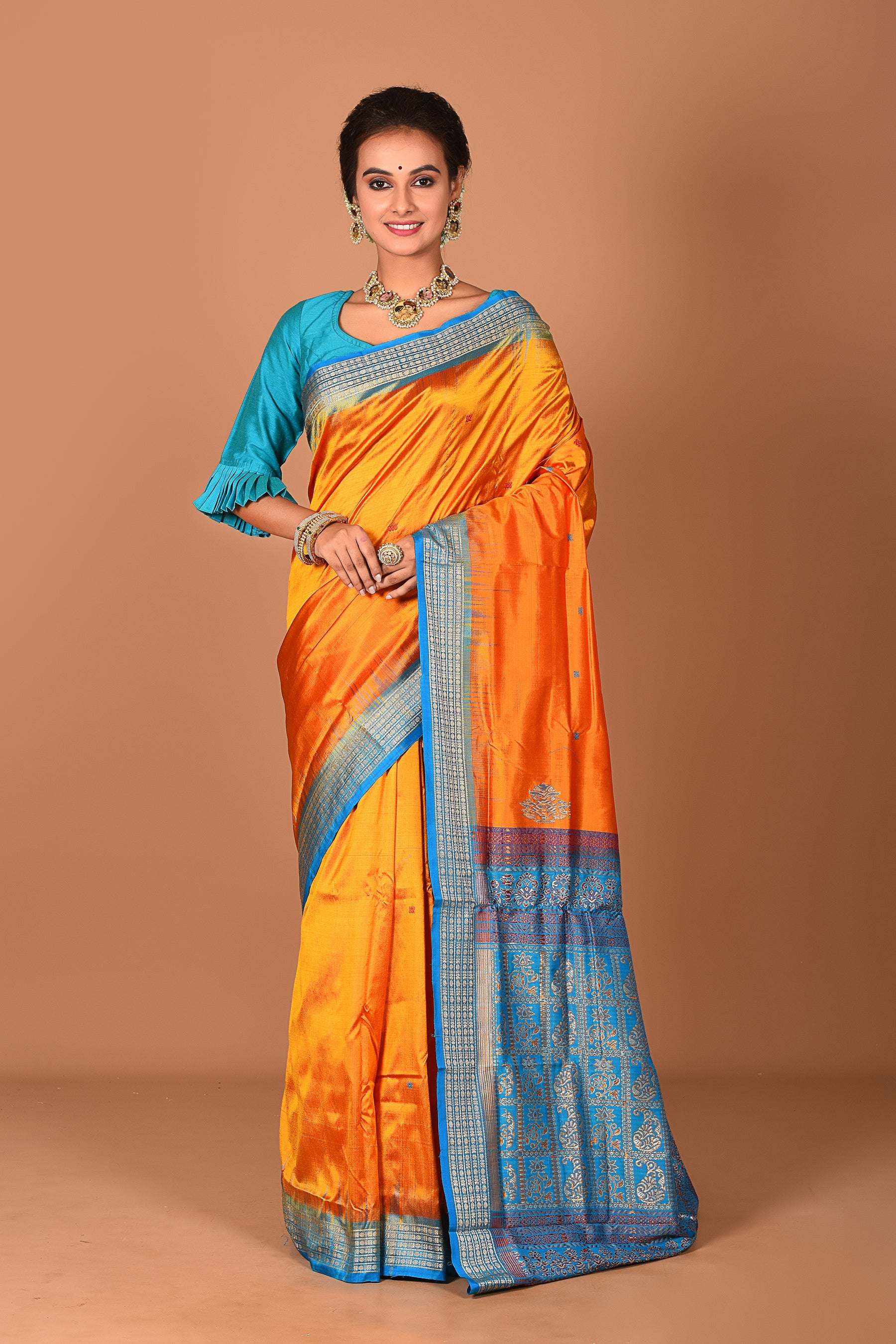 Chrome Yellow Pure Bomkai Saree - Keya Seth Exclusive