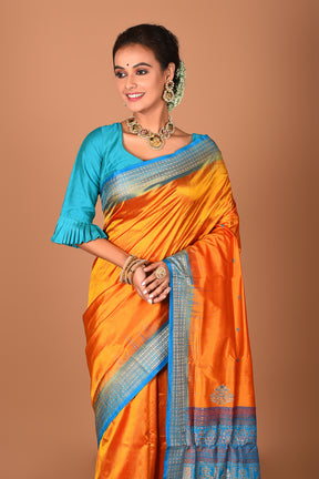 Chrome Yellow Pure Bomkai Saree - Keya Seth Exclusive