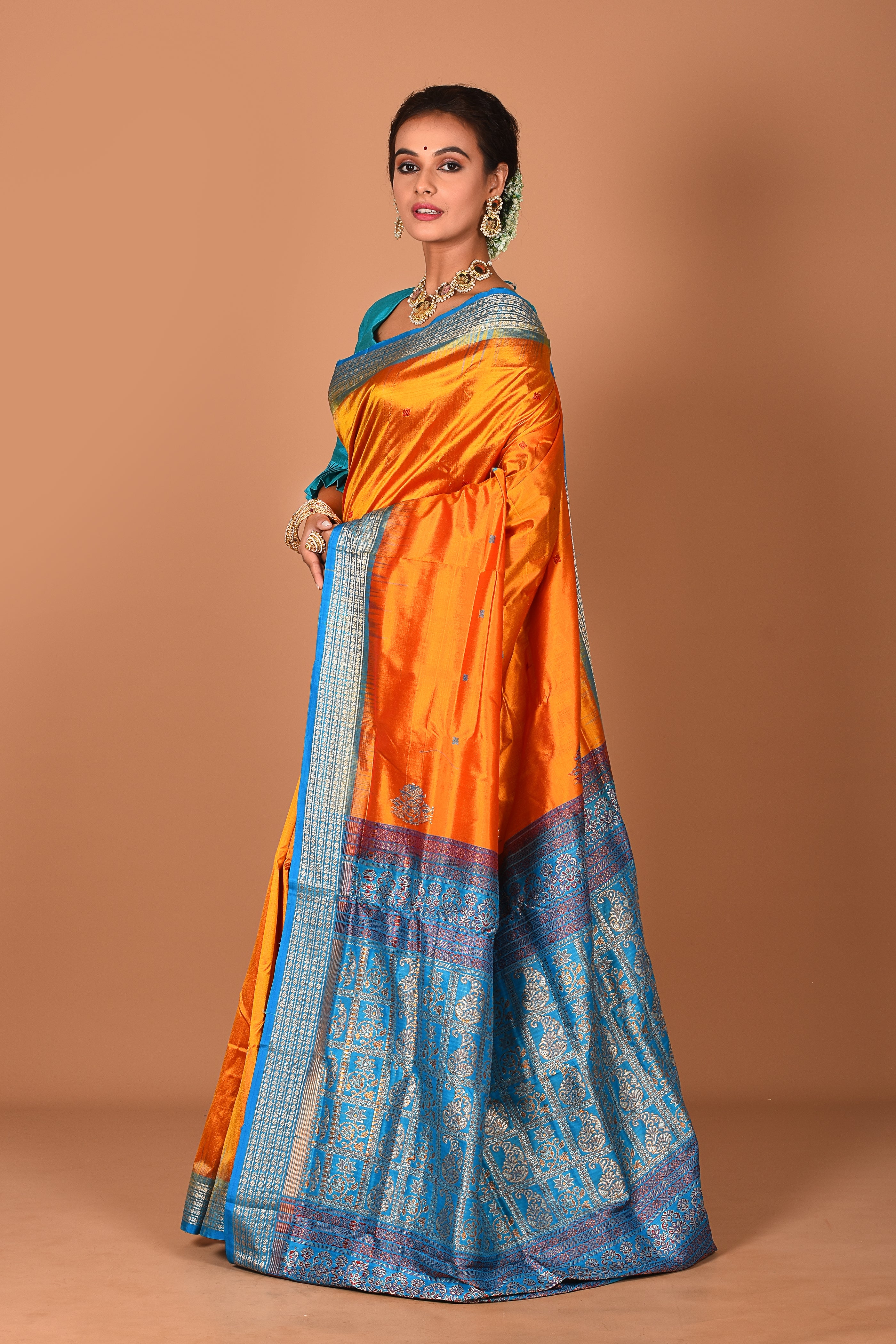 Chrome Yellow Pure Bomkai Saree - Keya Seth Exclusive