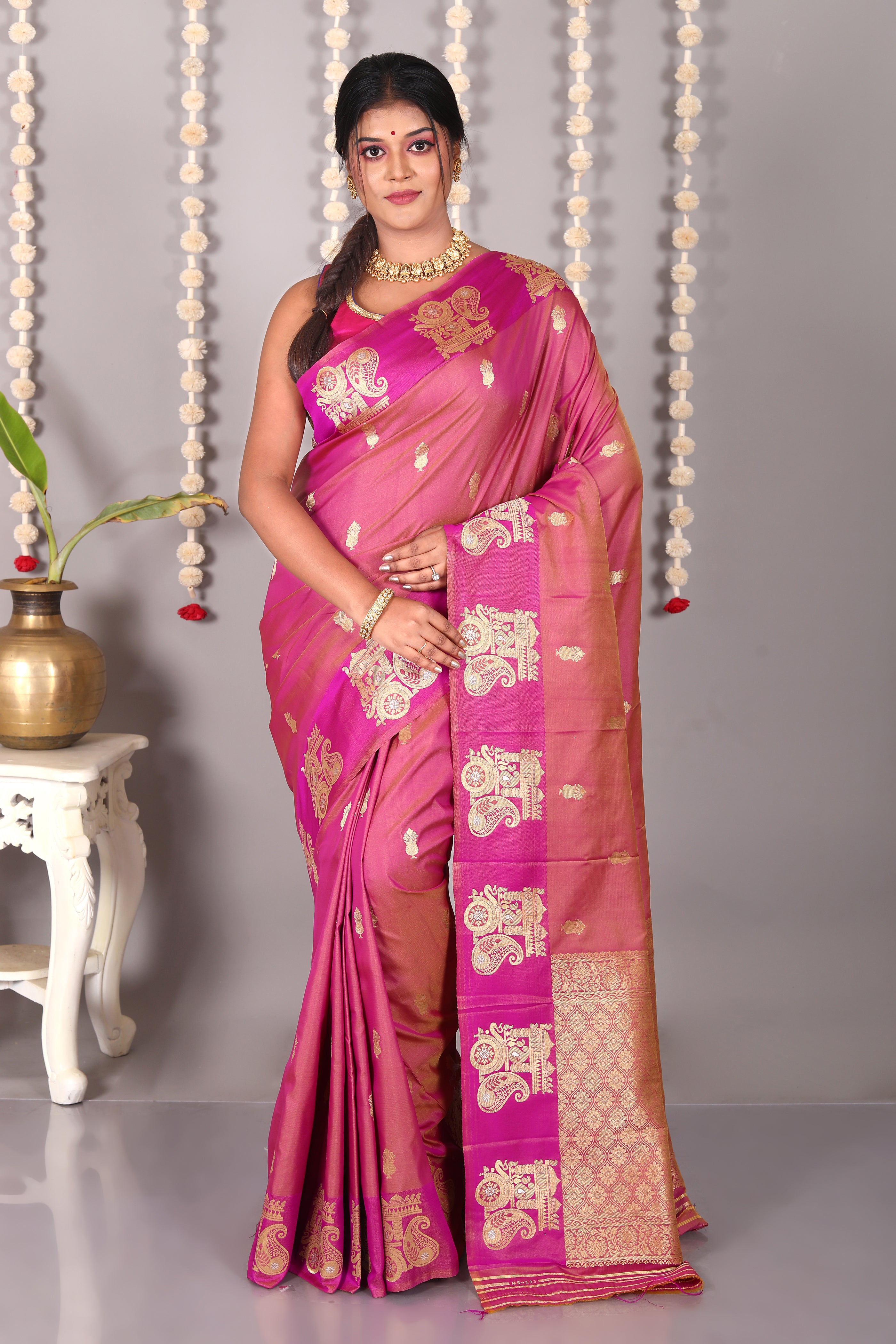 Dual Tone Magenta Mashru Silk Saree - Keya Seth Exclusive