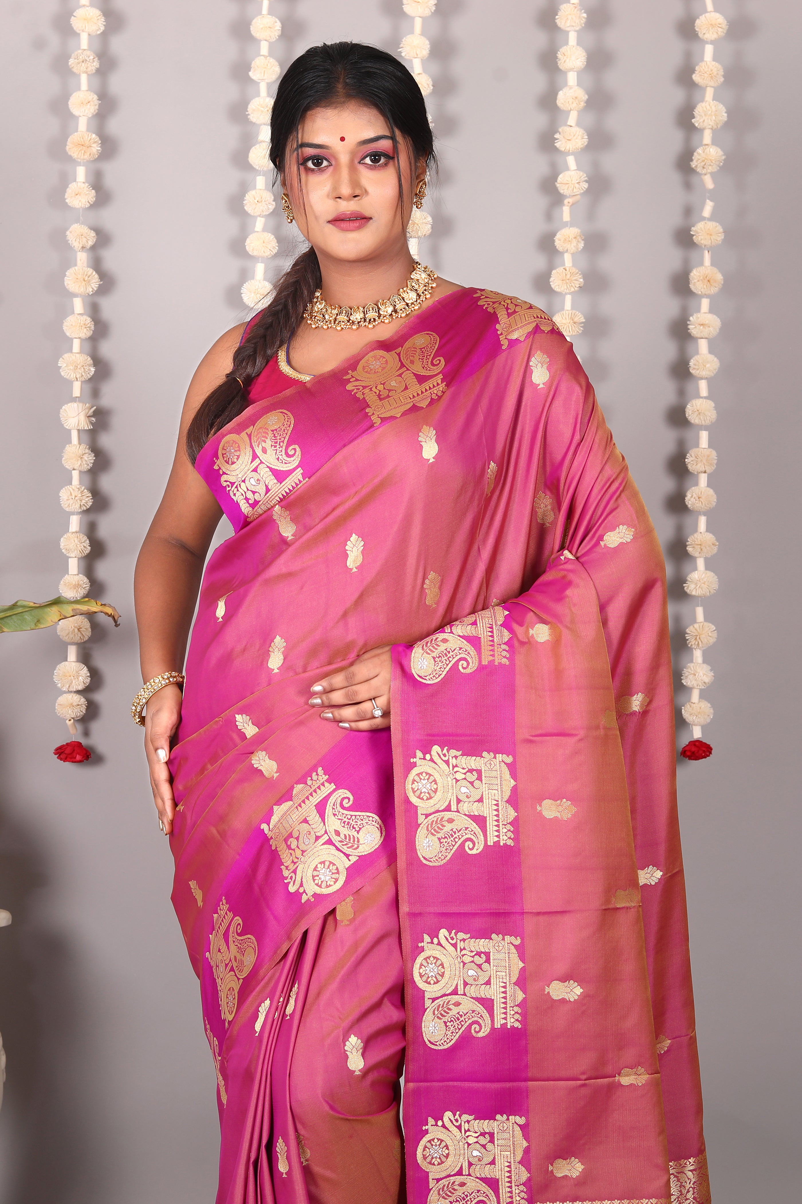 Dual Tone Magenta Mashru Silk Saree - Keya Seth Exclusive