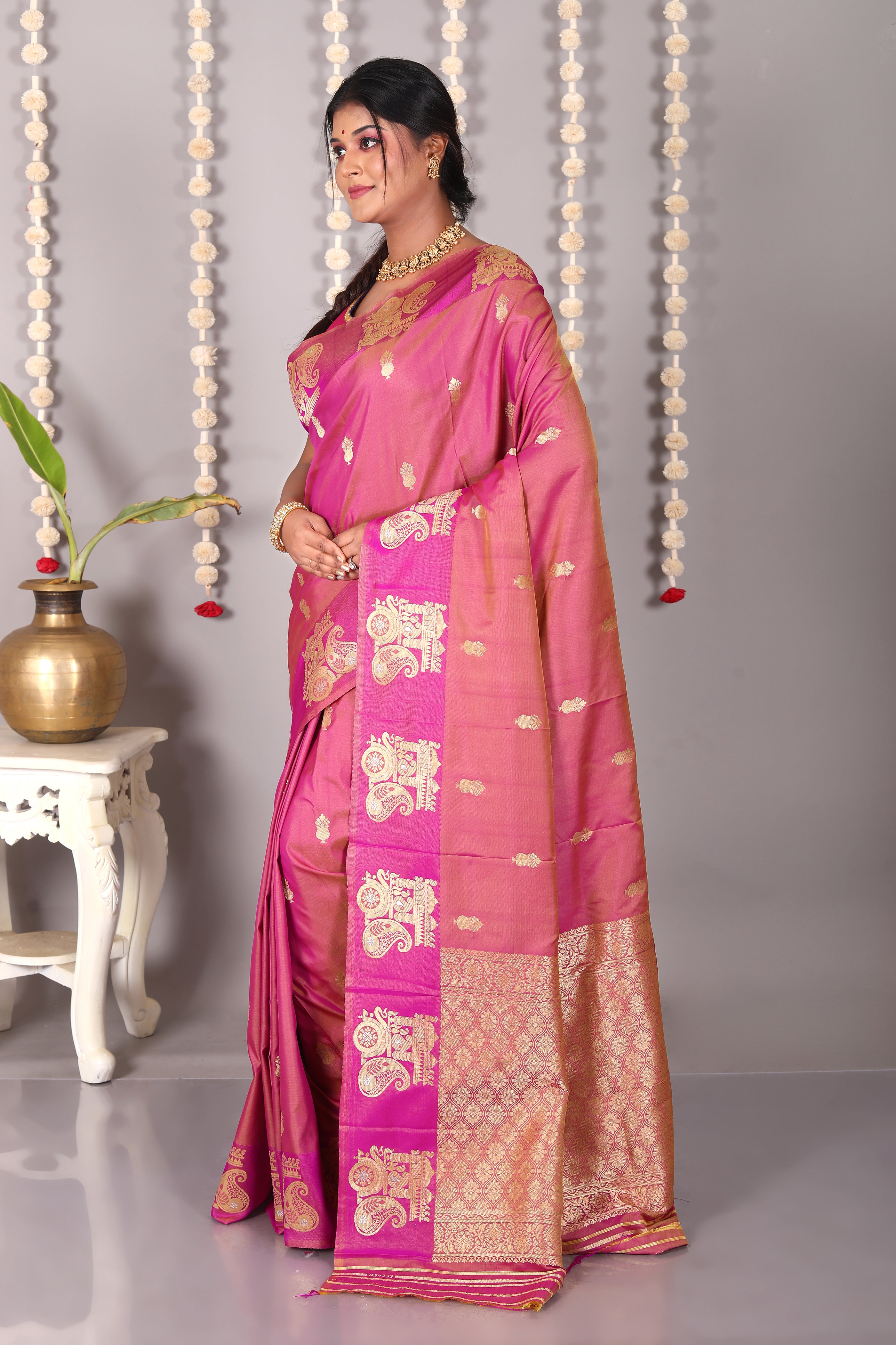 Dual Tone Magenta Mashru Silk Saree - Keya Seth Exclusive