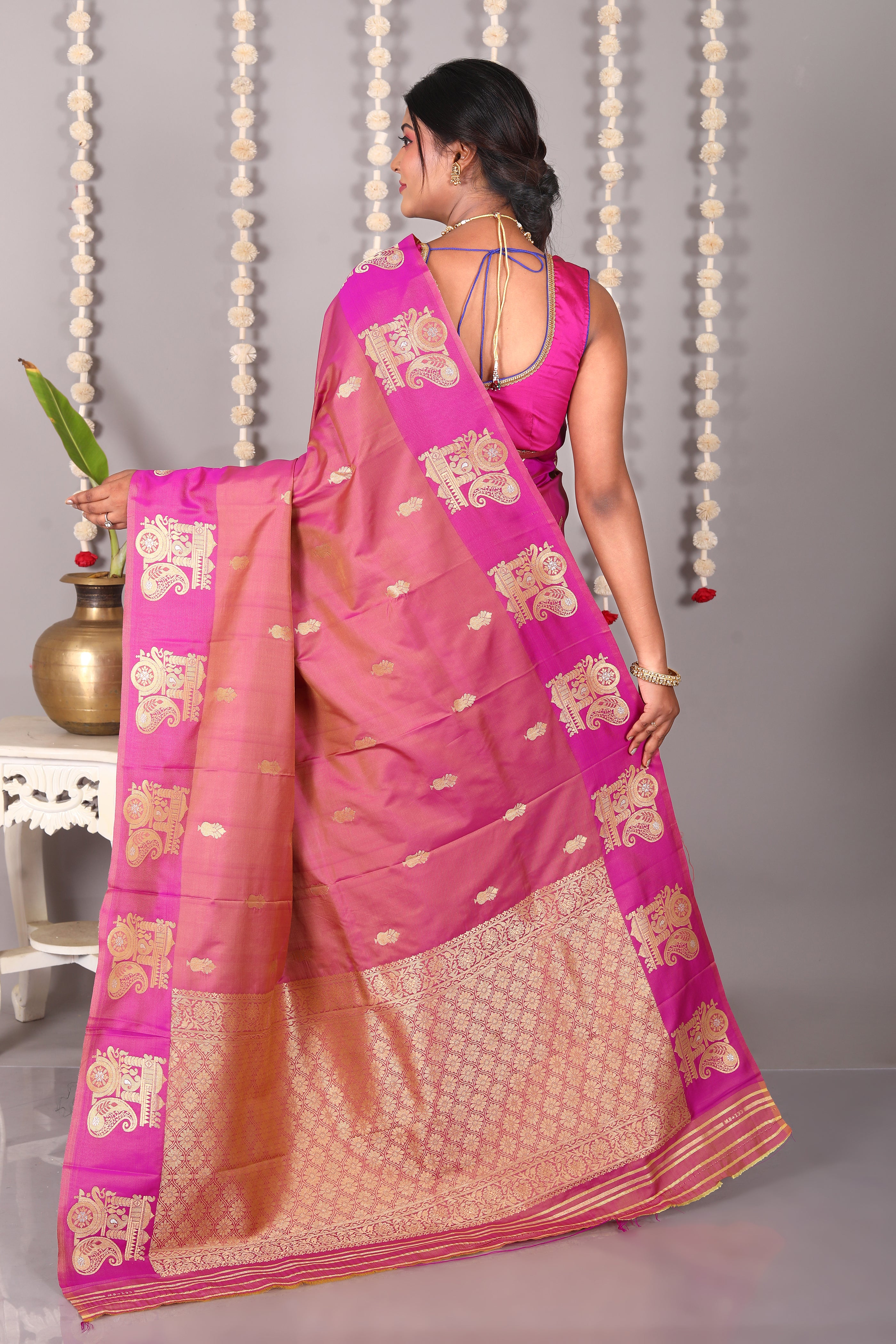 Dual Tone Magenta Mashru Silk Saree - Keya Seth Exclusive