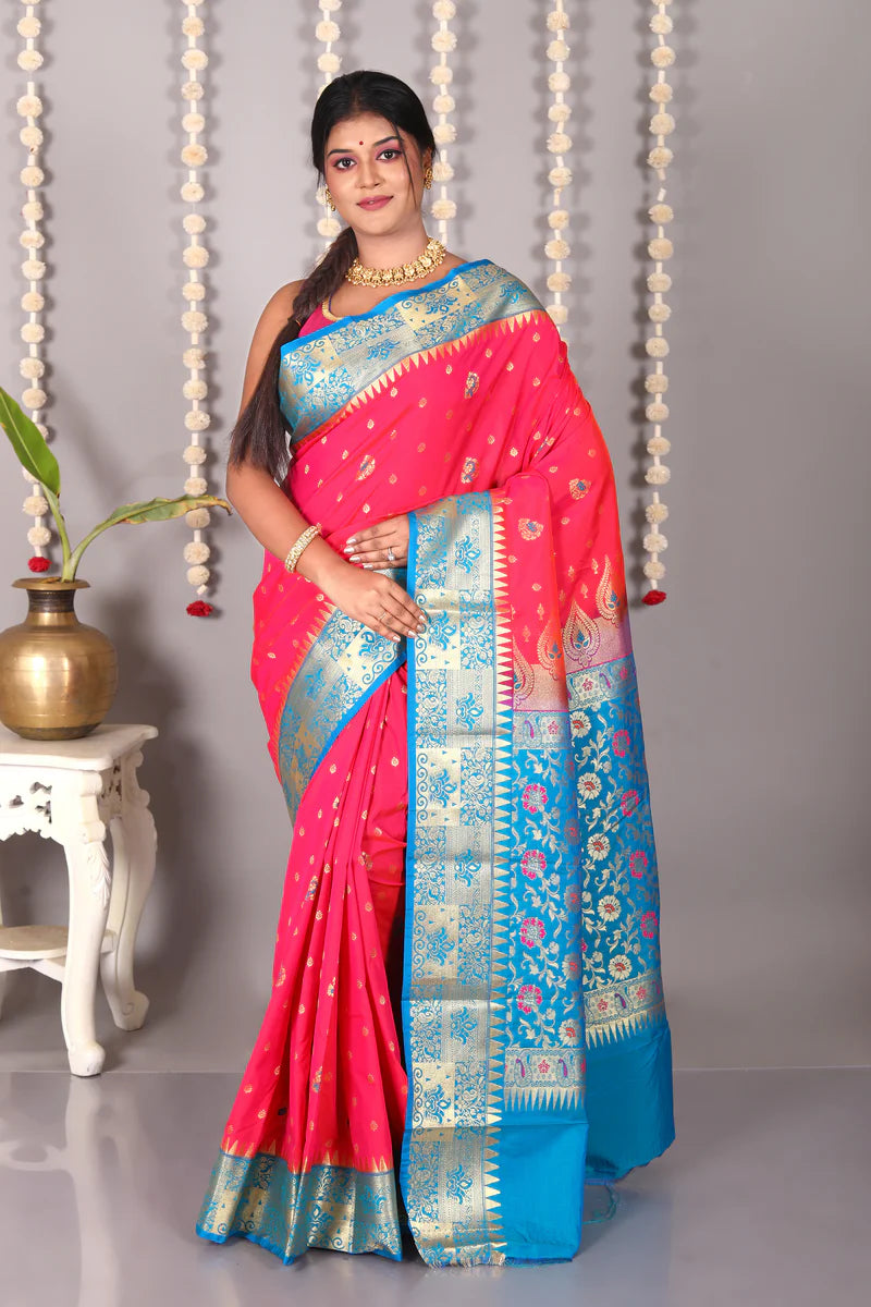 Pink Blended Kanjivaram Silk Saree - Keya Seth Exclusive