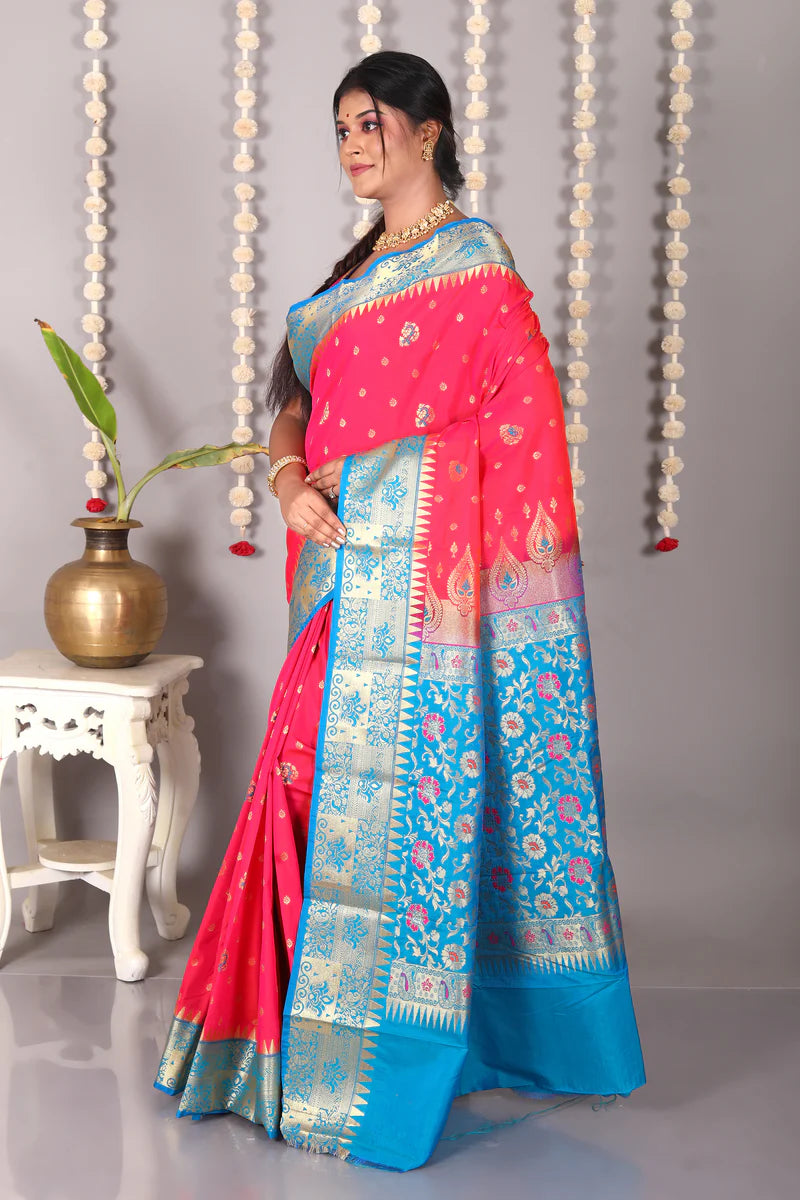 Pink Blended Kanjivaram Silk Saree - Keya Seth Exclusive