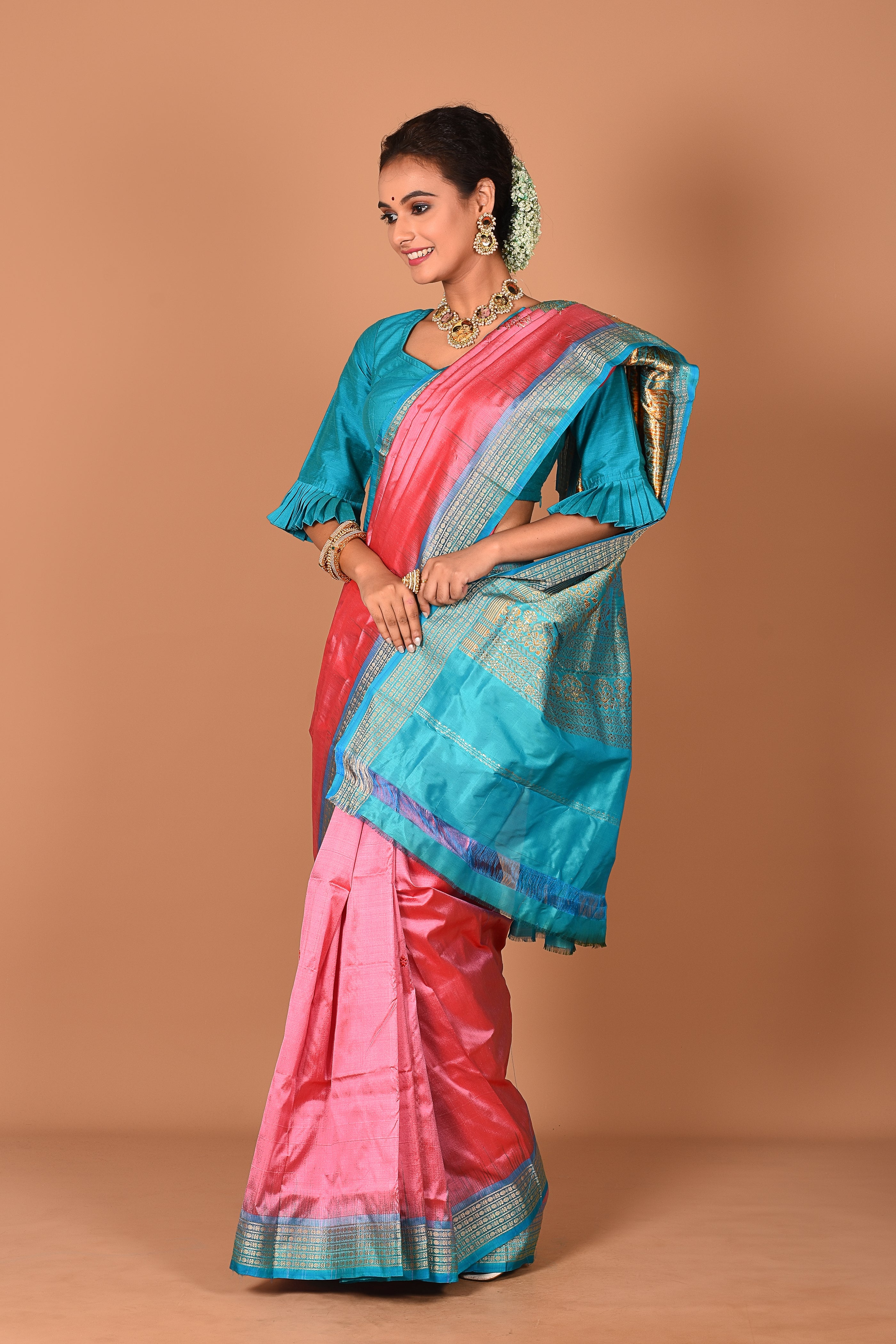 Baby Pink Pure Bomkai Saree - Keya Seth Exclusive