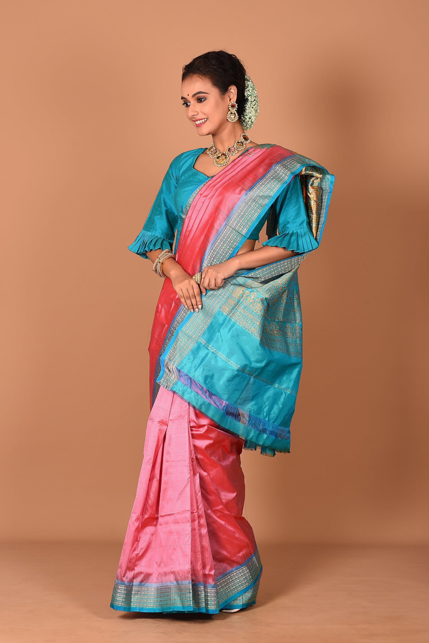 Baby Pink Pure Bomkai Saree - Keya Seth Exclusive